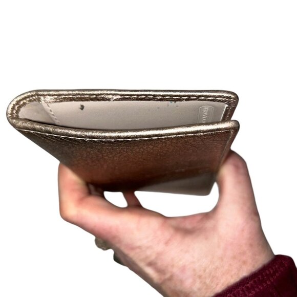 coach FALL WINTER HOLIDAY rose gold METALLIC check book wallet - Picture 3 of 5